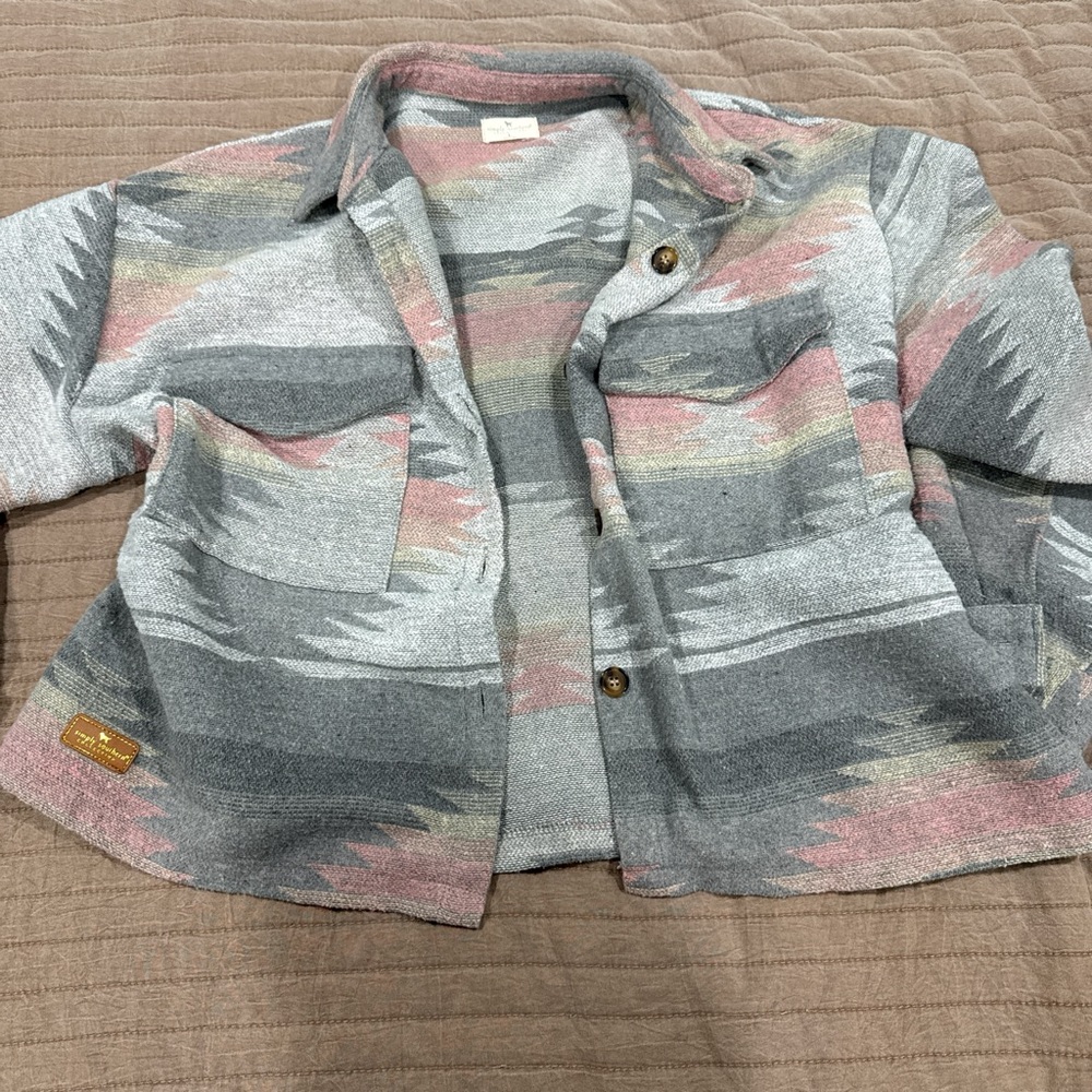 Simply Southern Kids Jean Jacket in Gray and Pink